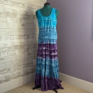 FRESH FX 100% Cotton Tie Dye Sleeveless Maxi Dress